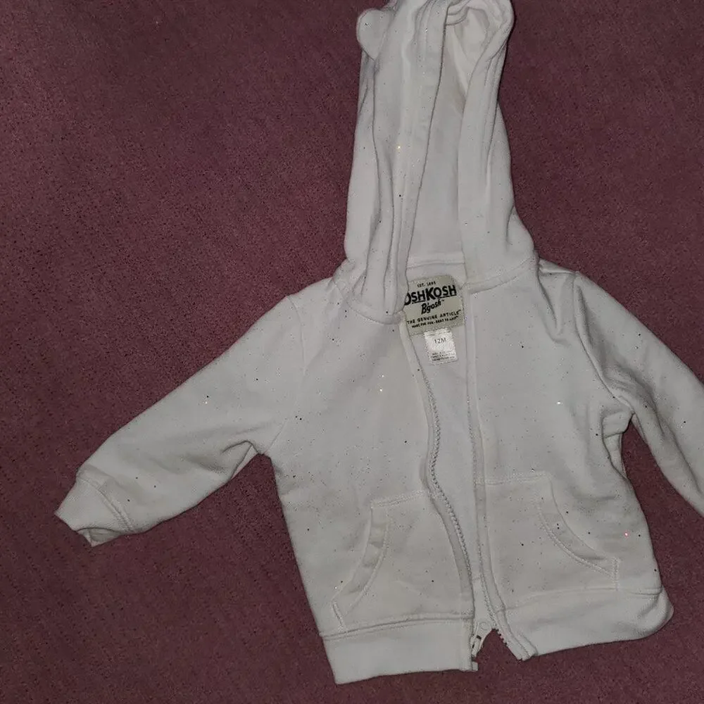 Oshkosh White Unicorn Glitter Hoodie for Baby Girl 12 Months